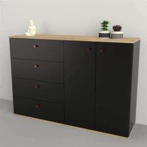 MODULAR TABLES 7009 BAHIUT 1,35MT 4 CAJONES OLMO /NEGRO